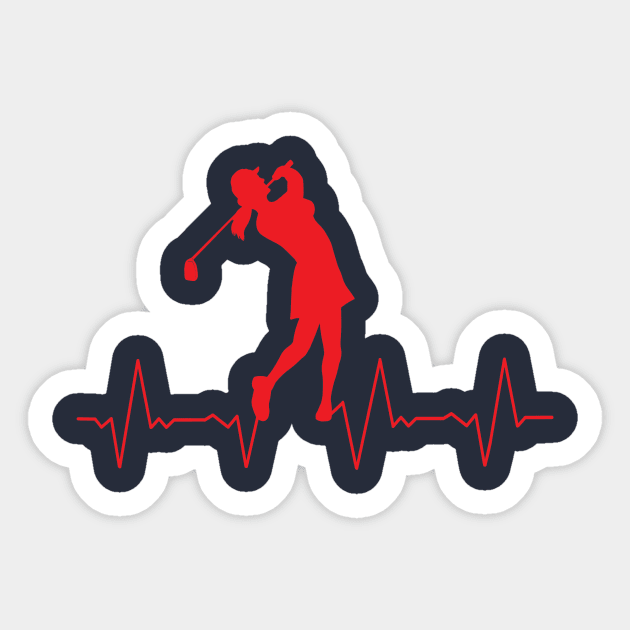 Golf Heartbeat Red Sticker by KJKlassiks